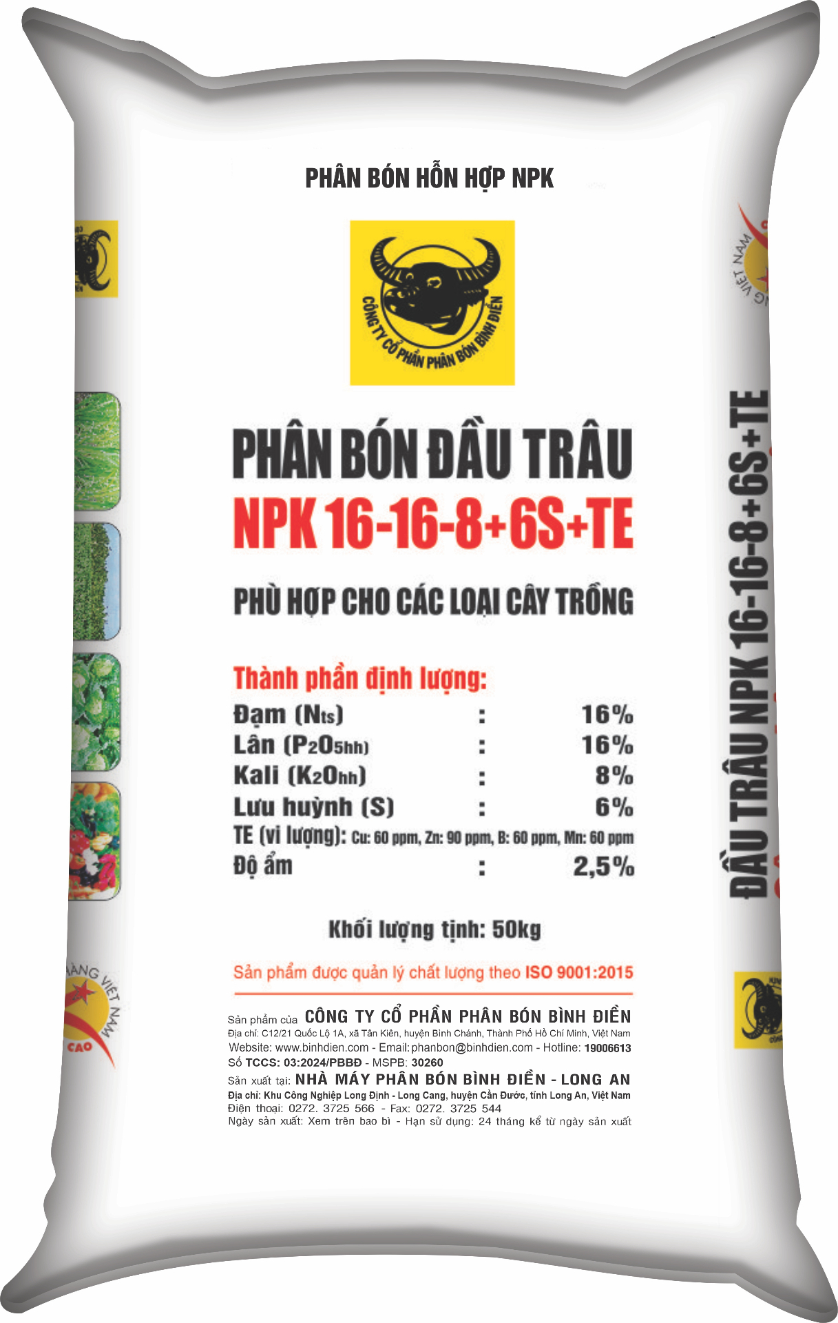 NPK ĐẦU TRÂU 16-16-8+6S +TE