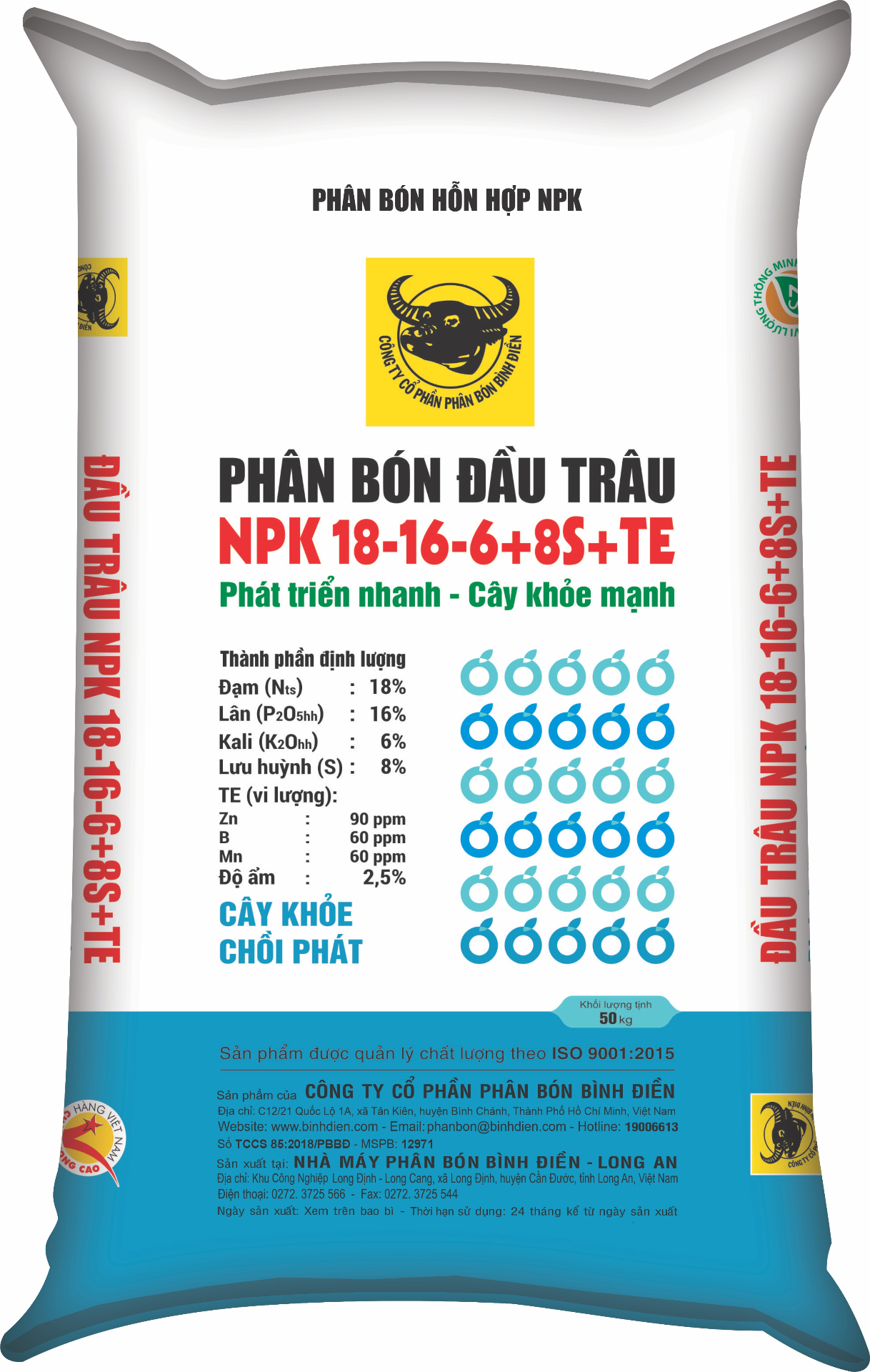 NPK 18-16-6+8S+TE (Sản phẩm dùng cho cây ăn trái Miền Trung, Miền Đông, Tây Nguyên))