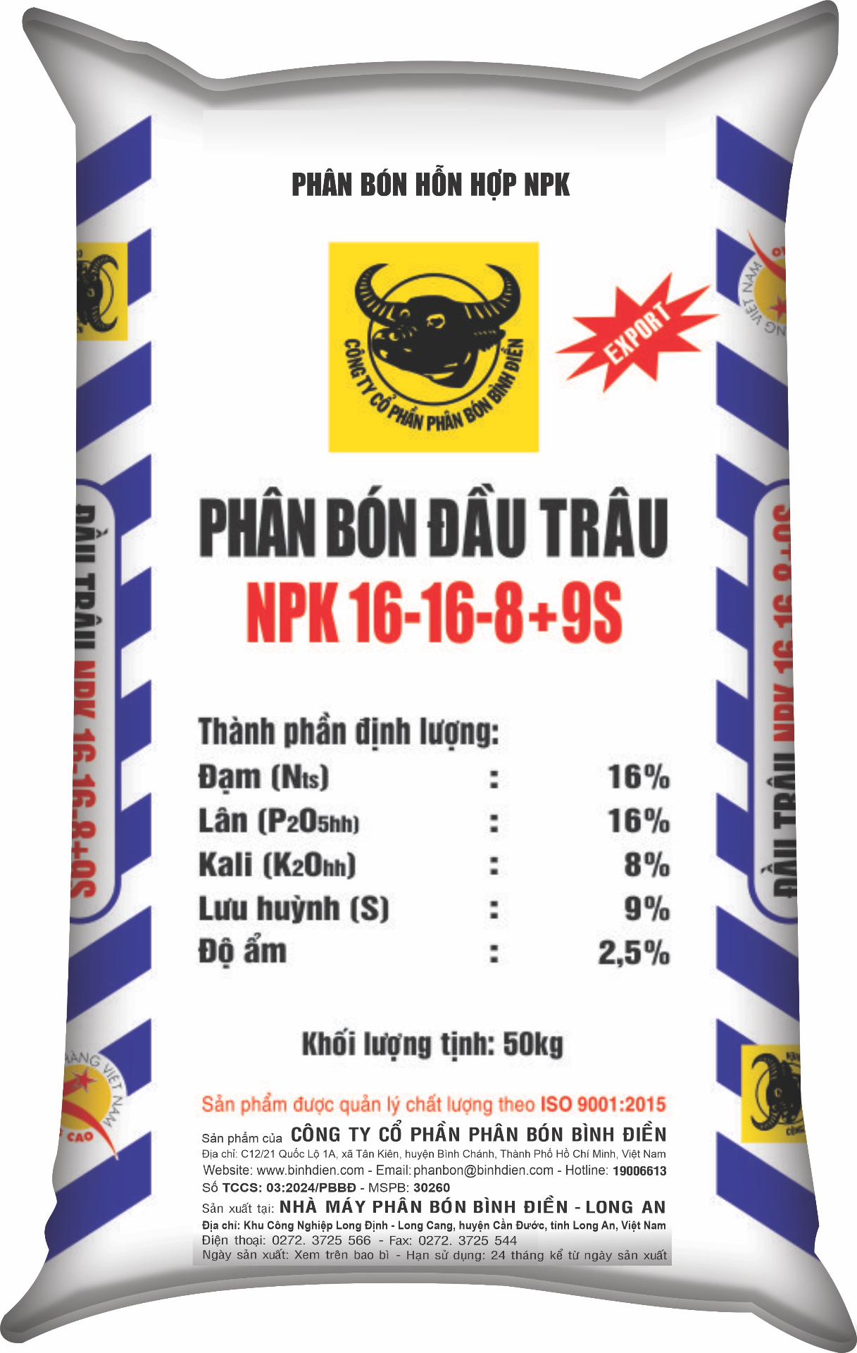 NPK ĐẦU TRÂU 16-16-8+9S